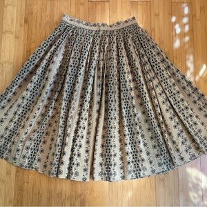 Vintage Beige and Black Daisy Eyelet Skirt